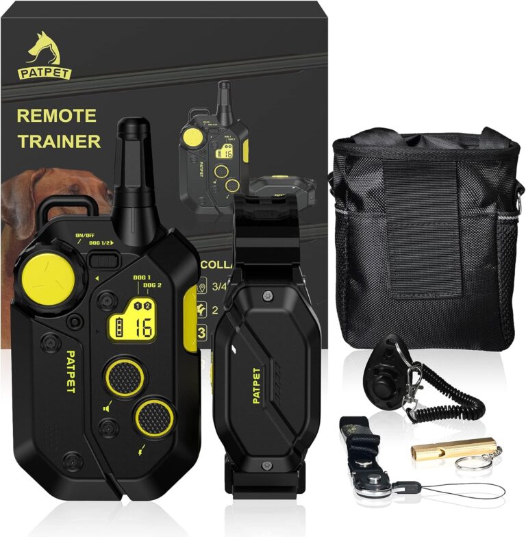 PATPET Shock Collar for Large Medium Small Dog 15-150lbs - 3/4 Mile Range Safe Shock E Dog Training Collar with Remote (Black Green, 1 Receiver)