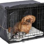 MidWest Homes for Pets Double Door iCrate Starter Kit, 24-inch Dog Crate Bundle for Small Breeds, Includes Cage, Pet Bed, 2 Bowls and Privacy Cover
