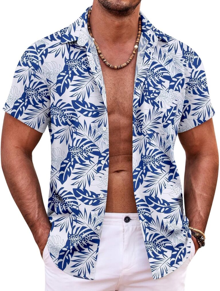 COOFANDY Mens Hawaiian Shirt Short Sleeve Button Down Shirts Tropical Summer Beach Shirts Casual Floral Aloha Shirts