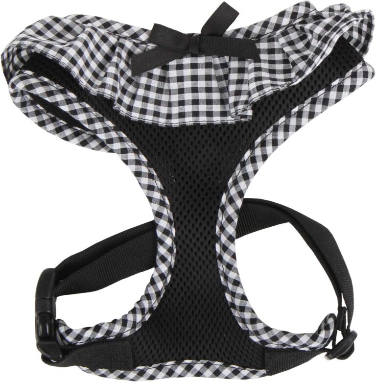 Puppia Vivien Dog Harness Over-The-Head All Season Cute No Pull No Choke Walking Training Adjustable for Small Dog, Black, X-Small
