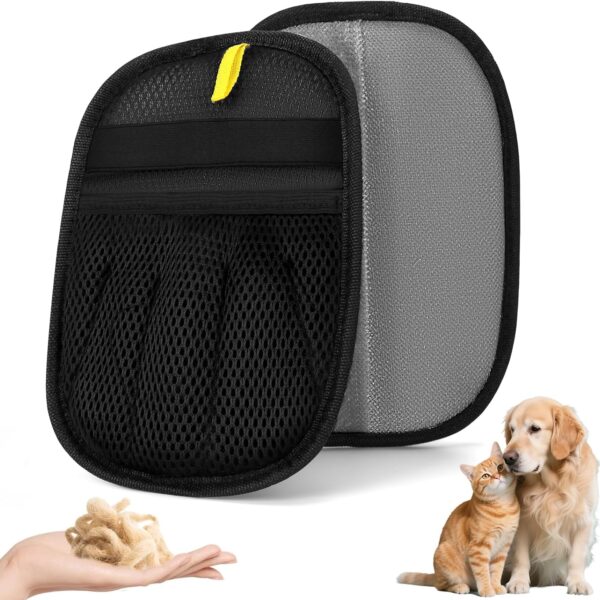 Yummy Sam 2 Pcs Versatile Double Sided Pet Grooming Gloves, Reusable Electrostatic Pet Hair Remover Gloves for Dog and Cat Bathing Washing Deshedding Grooming