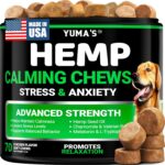 YUMA'S Advanced Calming Chews for Dogs - Hemp Dog Calming Chews - 70 Treats - Anxiety Relief Treats - Hemp Oil - Separation Aid, Stress, Hip and Joint Supplement for Canine Health Support