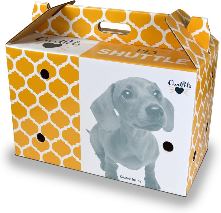 OurPets Pet Shuttle Cardboard Carrier For Small Animals with Moisture Resistant Coating, Perfect For Small Cats And Dogs