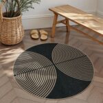 Lahome Modern Rainbow Round Rug 4ft, Circular Indoor Outdoor Kitchen Rug Washable Farmhouse Carpet, Contemporary Non Slip Round Door Mat for Bedroom Front Porch