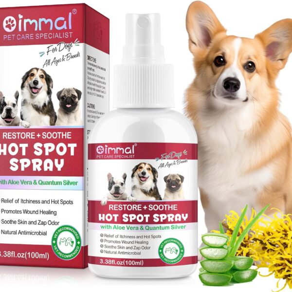 Hot Spot Spray Treatment for Dogs, 2025 Upgraded Hot Spot & Itch Relief Skin Spray for Dog, Irritated Dry Itchy Skin, Allergies, and Dermatitis, Scratching and Licking, Reduces Topical Inflammation