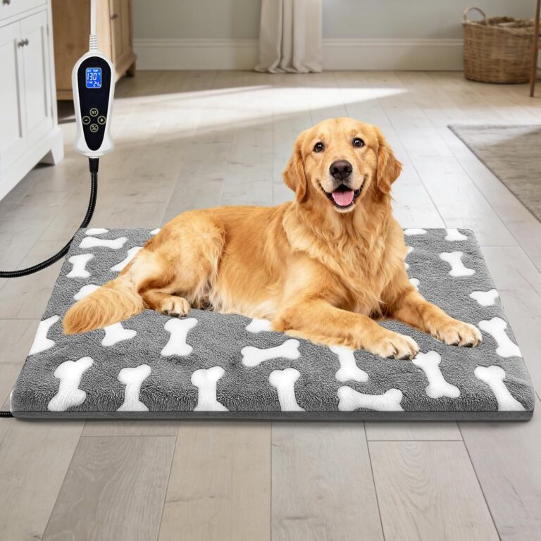 Bestio Extra Large Dog Heating Pad,47x30 in Heated Dog Bed with Constant Heat & Auto ModesMET&UL Certified Pet Heating Pad with Soothing Warmth,Chew-Resistant Cord,Waterproof Washable Cover-Gray