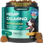 Calming Chews for Dogs Anxiety Relief - Hemp Calming Chews for Dogs with Valerian Root, Hemp Seed Oil, Turmeric, L-Theanine - Soft Treats for Storms, Fireworks, Separation, Vet Visits, Grooming