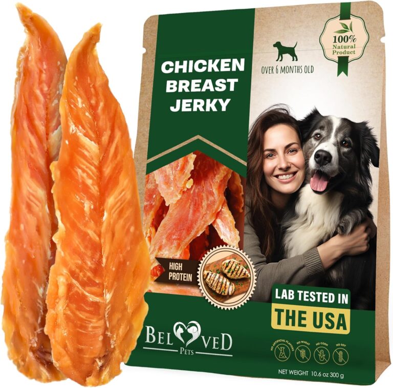 Beloved Pets Dog Treats Chicken Jerky 10.6 Oz  Healthy Chews for Large, Medium & Small Breeds  Pet Natural Training Snacks Strips  Grain Free & Human Grade Meat  Rawhide Free Puppy Treats