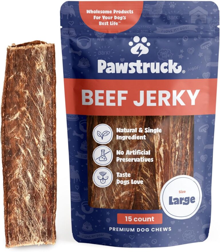 Pawstruck Premium Beef Jerky Dog Treat Chews, Large 10" Strips  Supports Hip & Joint Health, Rich in Glucosamine & Chondroitin, No Added Preservatives  15 Count
