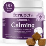 Fera Pets Dog Calming Chews - Helps Manage Everyday Stress & Separation - Promotes Relaxation - Ashwagandha & Priome Mental Wellbeing Postbiotic Blend - 90 Soft Chews