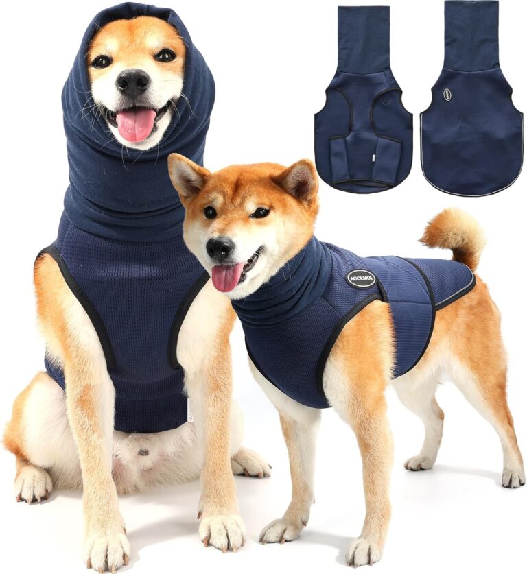 AOOLMOL Dog Anxiety Vest and Coat, Vet Visits and Separation - Keep Pet Calm, Dog Jacket for Thunder, Fireworks, Anti Anxiety Vest for Dogs and Cat Body and Ear