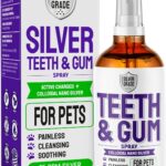 SILVER GRADE Teeth & Gum Dog Breath Spray for Pets Mouth  Cat Dental Care with Silver  Dog Breath Freshener Helps with Tartar & Caries  Plaque Remover for Daily Use  4 Oz