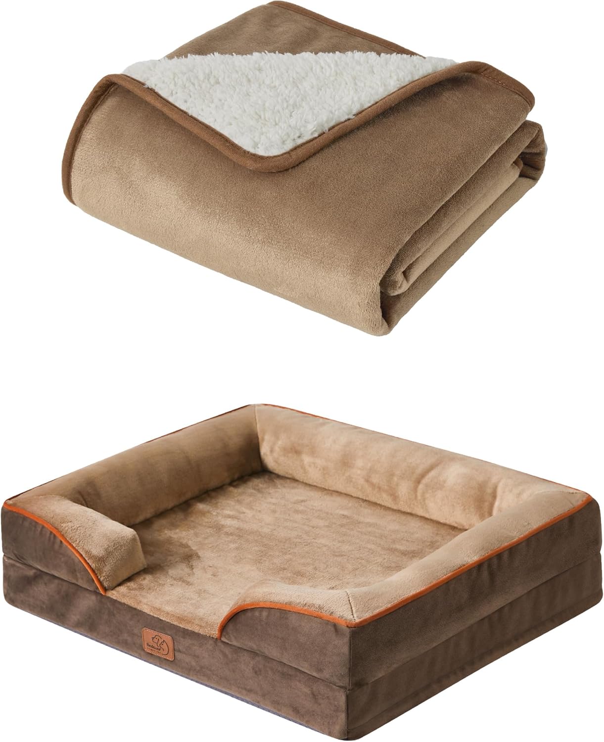 Bedsure Orthopedic Dog Bed 28"x23" Brown Waterproof Dog Blanket 25"X35", Camel Bedsure Orthopedic Dog Bed 28"x23" Brown Waterproof Dog Blanket 25"X35", Camel