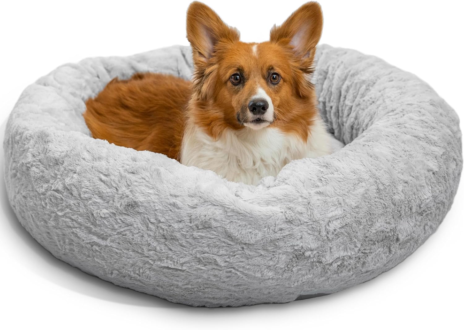 Best Friends by Sheri The Original Calming Donut Dog Bed Washable Plush Pet Bed for Medium Breeds up to 45 lbs, Lux Faux Fur, Gray, Medium (30" x 30") Best Friends by Sheri The Original Calming Donut Dog Bed Washable Plush Pet Bed for Medium Breeds up to 45 lbs, Lux Faux Fur, Gray, Medium (30" x 30")