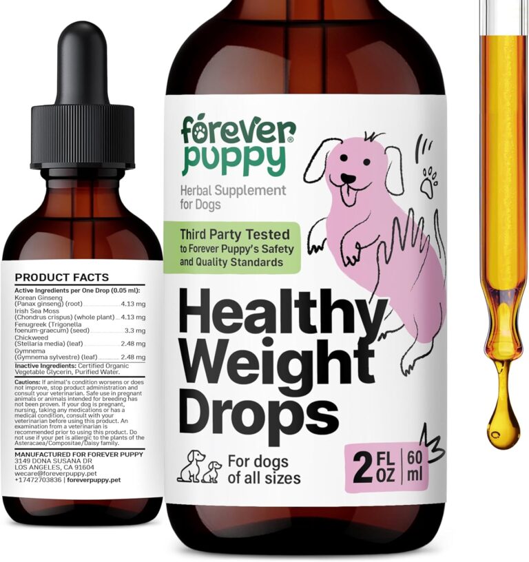 Forever Puppy Weight Management Drops for Dogs - Dog Food Supplement for Energy Support - Irish Sea Moss, Ginseng & Fenugreek Nutrient Blend for All Breeds & Sizes - 2 fl oz