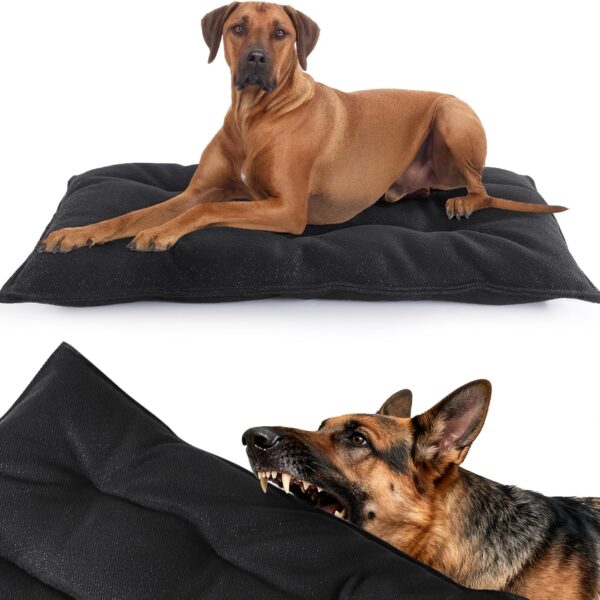 MABOZOO Dog Bed, Indestructible Chew Proof Pet Bed Mat, Durable Polyester, Large 35x22 inches, Black, for Aggressive Chewers, Crate Pad, Machine Washable