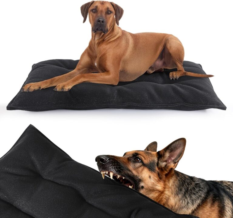 MABOZOO Chew Proof Indestructible Dog Beds for Aggressive Chewers,Durable Dog Crate Pad,Washable Tough Pet Mats for Kennel,Black,Small 17x23 in