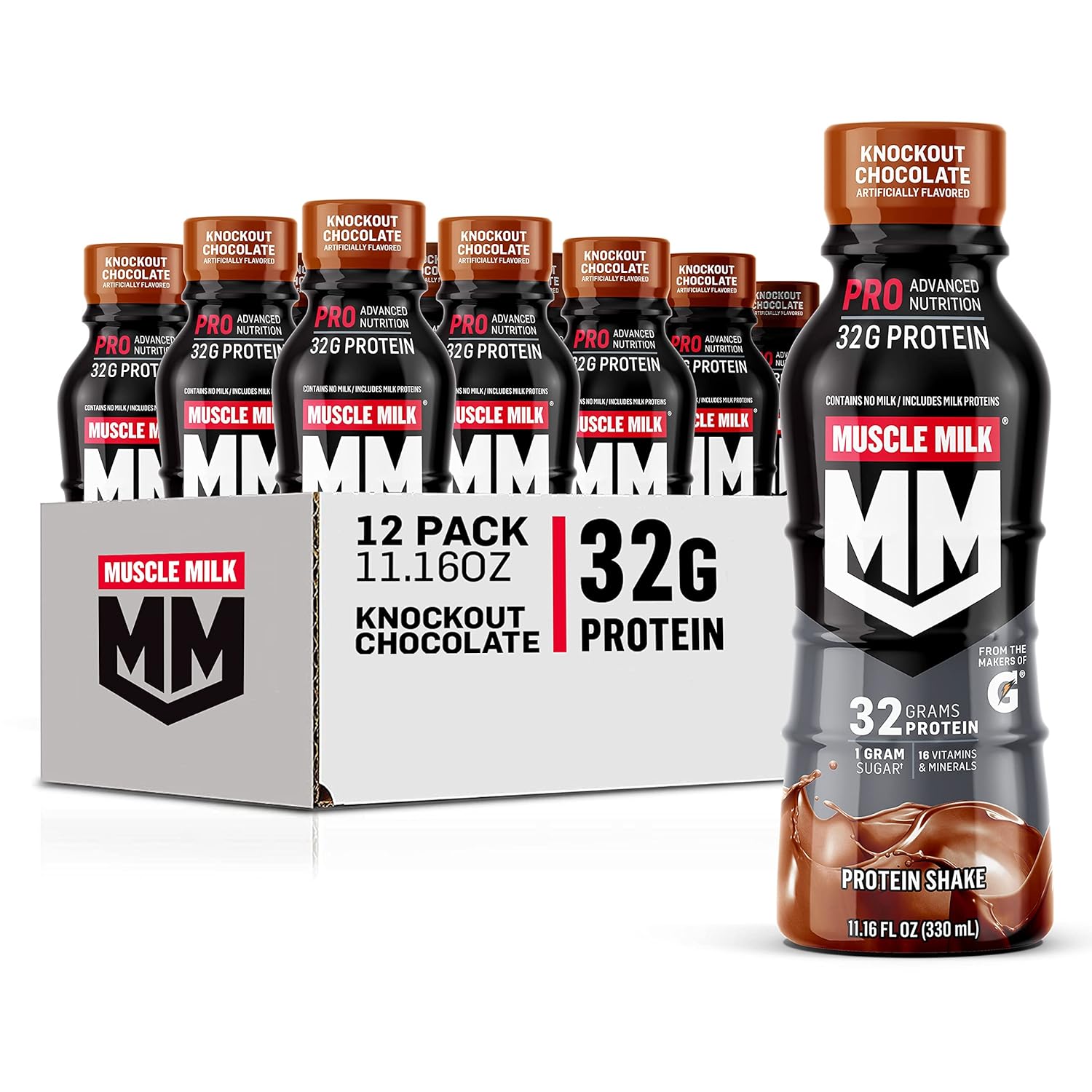 Muscle Milk Pro Series Protein Shake, Knockout Chocolate, 32g Protein, 11.16 Fl Oz (Pack of 12) Muscle Milk Pro Series Protein Shake, Knockout Chocolate, 32g Protein, 11.16 Fl Oz (Pack of 12)