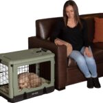 Pet Gear The Other Door 4 Door Steel Crate with Plush Bed + Travel Bag for Cats/Dogs, Sage, 27 Inch, (PG5927BSG)