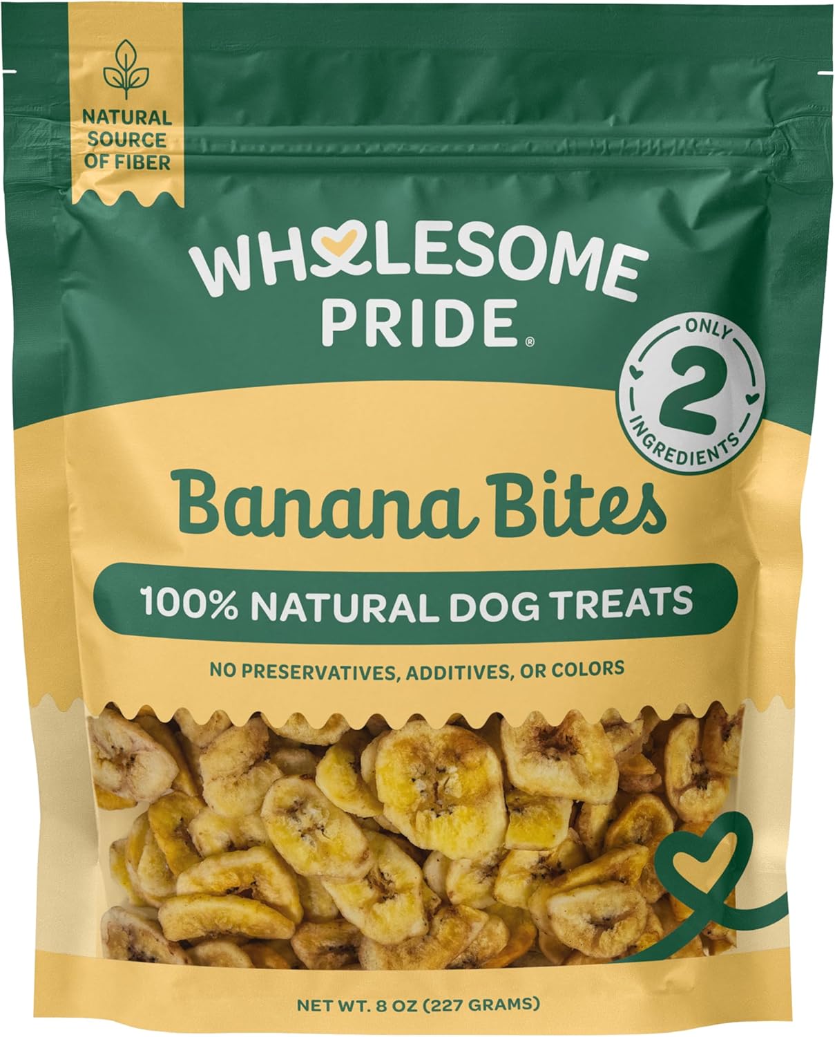 Wholesome Pride Banana Bites Dog Treats 2-Ingredient Banana Chips for Dogs, Grain-Free, Banana & Coconut Oil, 8 oz Wholesome Pride Banana Bites Dog Treats 2-Ingredient Banana Chips for Dogs, Grain-Free, Banana & Coconut Oil, 8 oz