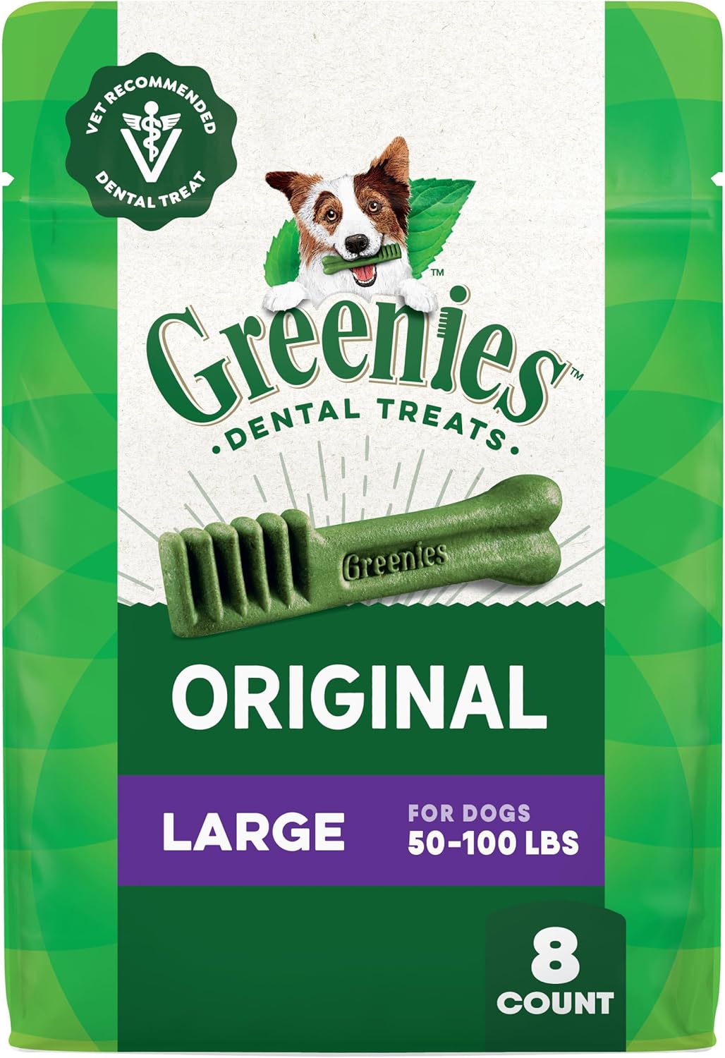 Greenies Veterinarian-Recommended Adult Natural Dental Dog Treats Large Size, Original Flavor, 12 oz. Pack, 8 Count Greenies Veterinarian-Recommended Adult Natural Dental Dog Treats Large Size, Original Flavor, 12 oz. Pack, 8 Count