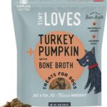 Farmland Traditions Tiny Loves Jerky Trainer Treats for Dogs w/Bone Broth (Turkey & Pumpkin, 6 oz.)