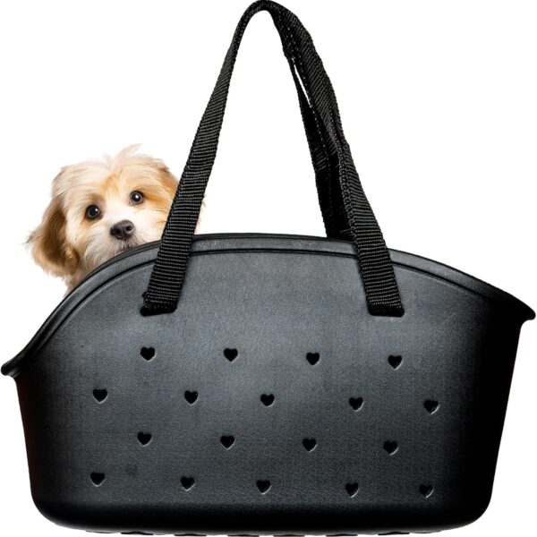 EVA Cat & Dog Carrier - Breathable Mesh-Top with Ventilated Panels, Waterproof & Sand-Proof, 17 x 9.5 x 6 inches for Pets Up to 33lbs, Lightweight Design for Beach & Outings (Black)