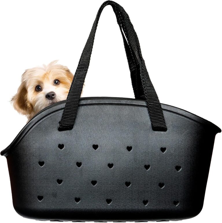 EVA Cat & Dog Carrier - Breathable Mesh-Top with Ventilated Panels, Waterproof & Sand-Proof, 17 x 9.5 x 6 inches for Pets Up to 33lbs, Lightweight Design for Beach & Outings (Black)