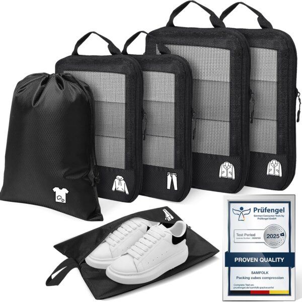 Compression Packing Cubes for Travel, Lightweight 6 Set Bags Cruise Must Haves for Luggage Carry On Suitcase and Clothes Organizer, Durable Vacation Essentials and Accessories Gifts for Women and Men