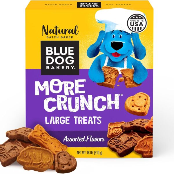 Blue Dog Bakery Natural Dog Treats, More Crunch Large, Assorted Flavors, 18oz Box, 1 Box