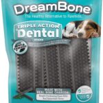 DreamBone Triple Action Dental Sticks Charcoal, 18 Count, Rawhide-Free Chews for Small and Medium Sized Dogs Freshens Breath