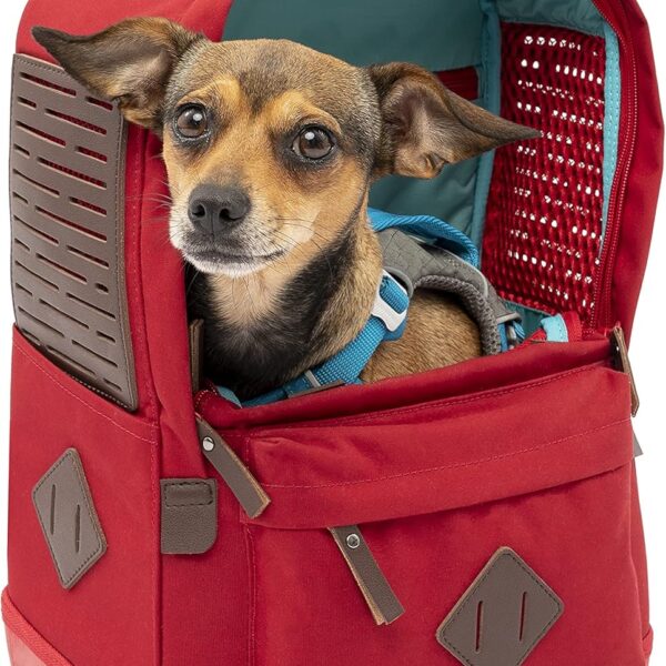 Kurgo Nomad Carrier Backpack - Airline Approved Dog Bag for Travel - Stylish Pet Backpack with Waterproof Bottom - Lightweight for Hiking - Small Breed Dog Carrier with Tablet Sleeve - Red
