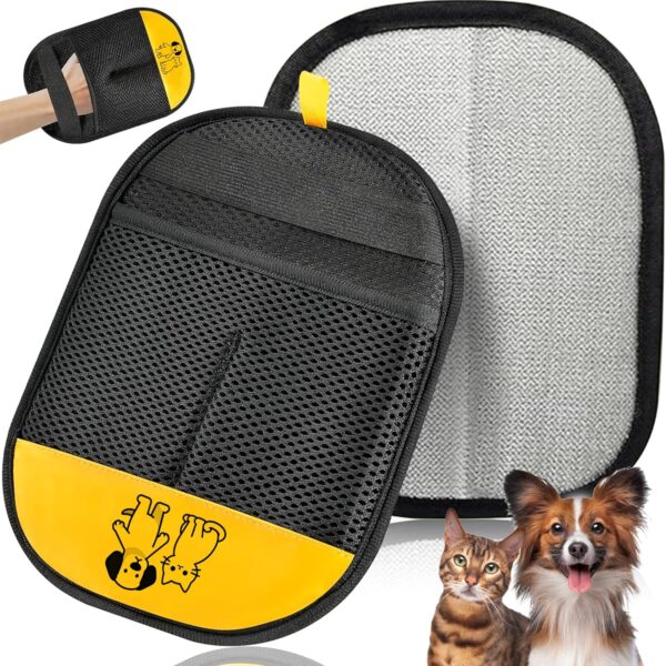 Pet Hair Removal Glove  Electrostatic Grooming Mitt for Dogs & Cats, Gentle Deshedding & Fur Removal Tool for Pets, Furniture, Car Seats, Clothing & Sofas, Reusable & Easy to Clean