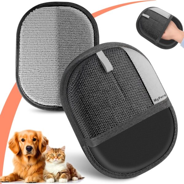 MyPera Pet Hair Remover Gloves for Cats & Dogs, Electrostatic Pet Hair Removal Gloves Brush for Pets Hair, Upgraded Animal Fur Removal Tool, Reusable Cats & Dogs Grooming Gloves for Hair Removal (2)