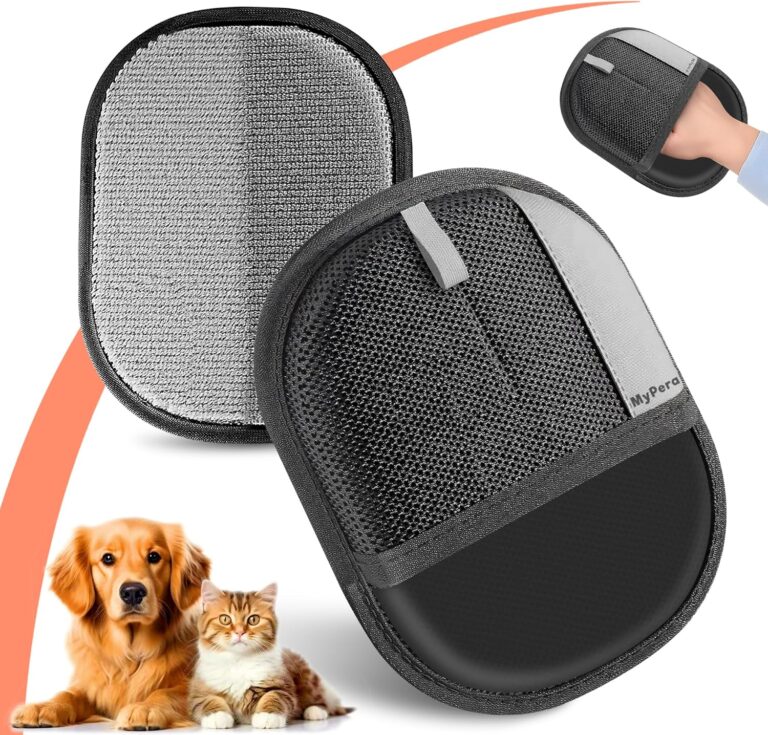 MyPera Pet Hair Remover Gloves for Cats & Dogs, Electrostatic Pet Hair Removal Gloves Brush for Pets Hair, Upgraded Animal Fur Removal Tool, Reusable Cats & Dogs Grooming Gloves for Hair Removal (2)
