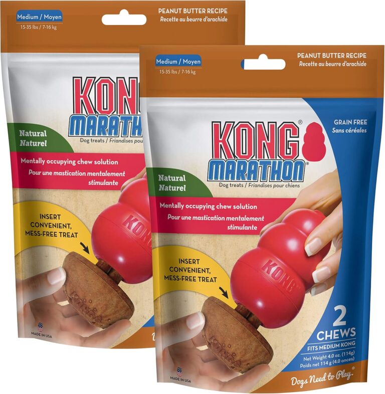 KONG Marathon - Pet Supplies for Training & Playtime - Healthy Dog Treat for KONG Dog Toys - For Medium Dogs - Peanut Butter Flavor - 2 Pack (4 Pieces Total)