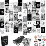 Artivo Black White Aesthetic Picture for Wall Collage 50 set 4x6, City Chic Wall Decor for Teen Girls, Aesthetic Posters, Black Collage Pictures, College Dorm Room Decor, Photo Collection