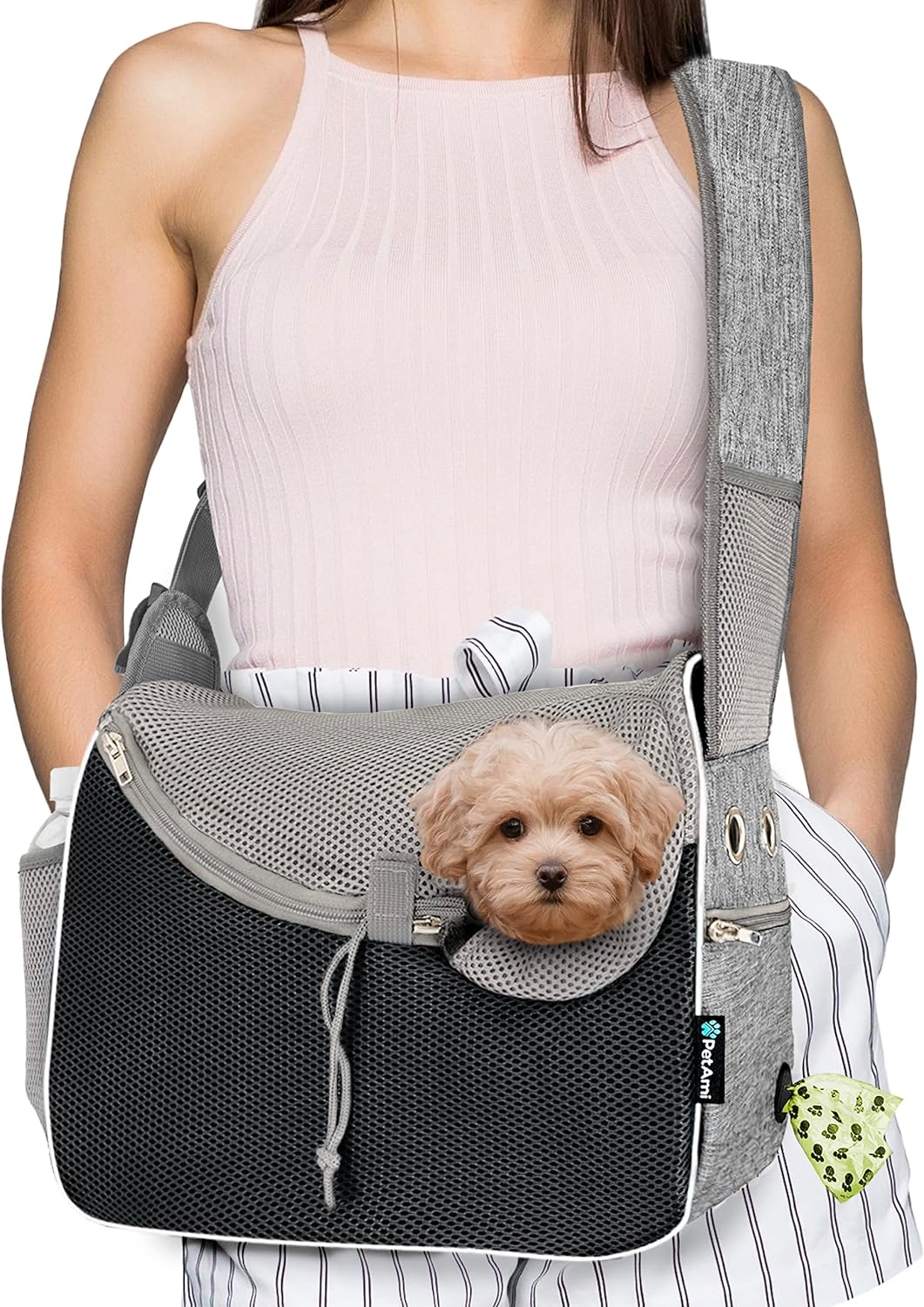 PetAmi Small Dog Sling Carrier, Soft-Sided Crossbody Puppy Carrying Purse Bag, Adjustable Sling Pet Pouch to Wear Medium Dog Cat Travel, Dog Bag for Traveling, Poop Bag Dispenser, Max 10 lbs, Gray PetAmi Small Dog Sling Carrier, Soft-Sided Crossbody Puppy Carrying Purse Bag, Adjustable Sling Pet Pouch to Wear Medium Dog Cat Travel, Dog Bag for Traveling, Poop Bag Dispenser, Max 10 lbs, Gray