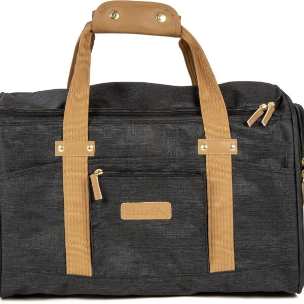 Sherpa Element Travel Pet Carrier, Airline Approved, Padded & Washable, Includes Mesh Windows & Spring Frame, Black and Tan, Large
