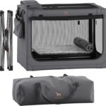 Noah & Paw Collapsible Dog Crate 30 Inches, Large Dog Crate for Large Medium Breeds, Travel Kennel for Car, Including Pet Mat for Pet Cage, 2 Storage Pockets, Handbag, 10mm Locking Zipper 30*21*21
