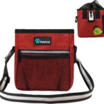 PetAmi Dog Treat Pouch, Pet Treat Pouch for Training, Dog Walking Bag Holder for Kibbles, Pet Food Toy, Dog Trainer Essentials Supplies, Poop Bag Dispenser, 3 Ways to Wear (Red)
