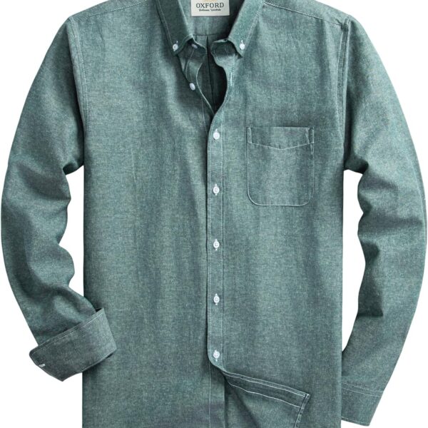 Mens Oxford Shirts Long Sleeve Slim Fit Lightweight Casual Button Down Shirts with Pocket