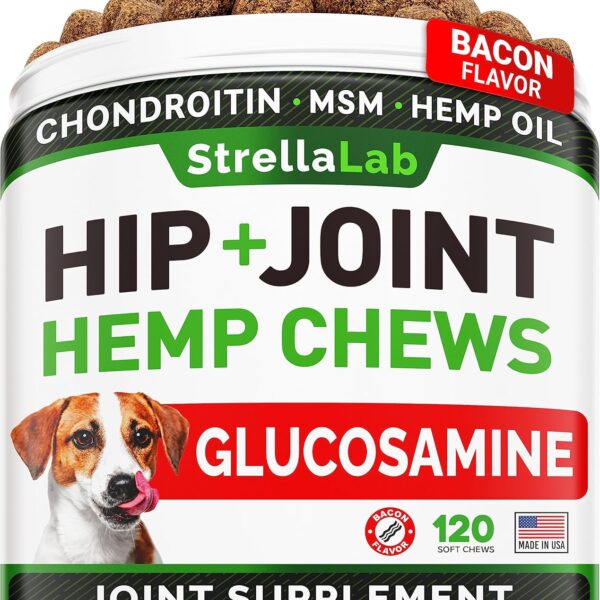 STRELLALAB Health & Wellness Supplements for Dogs, Various Formulas & Benefits - Hemp Hip & Joint Supplement for Dogs - Hemp Chews for Dogs