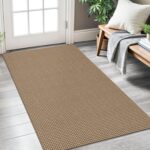 KOZYFLY Boho Rugs for Entryway 3x5 ft Washable Area Rug Non Slip Rubber Backed Entry Rug Woven Indoor Door Mat Cotton Kitchen Rugs Floor Carpet for Entryway, Foyer, Backdoor, Tan/Orange/Brown