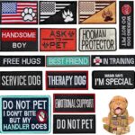 16 Pcs Dog Patches for Harness, Working Service Dog Vest Patches Tactical Canvas Removable Hook Loop Patch in Training Dog Vest