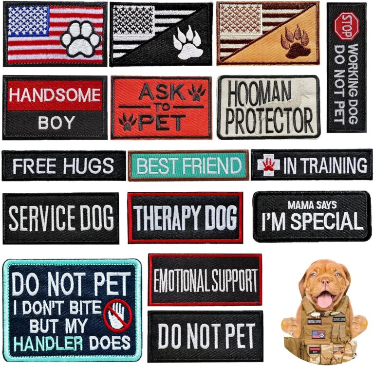 16 Pcs Dog Patches for Harness, Working Service Dog Vest Patches Tactical Canvas Removable Hook Loop Patch in Training Dog Vest