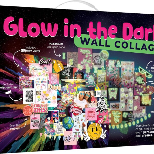 Glow in the Dark Wall Collage Kit for Teen Girls - 1000+ Stickers Teen Girl Room Bedroom Decor, Room Decor for Teen Girls - Teen & Tween Girls Trendy Stuff - Top Gifts for 10 11 12 13 14 Year Old Girl