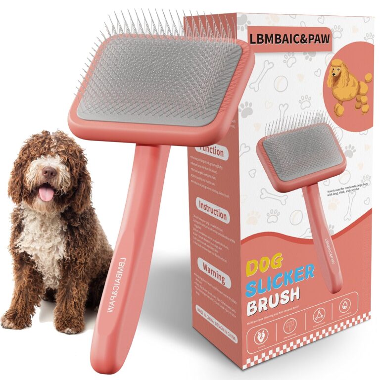 Dog Brushes for Poodle,Doodle,Goldendoodle,Labradoodle Coats Best Slicker Brush for Dogs Thick Long Curly Hair Shedding Detangles,Fluffy Grooming Fast Long Pin Slicker Brush Dematting.Wooden(Large)