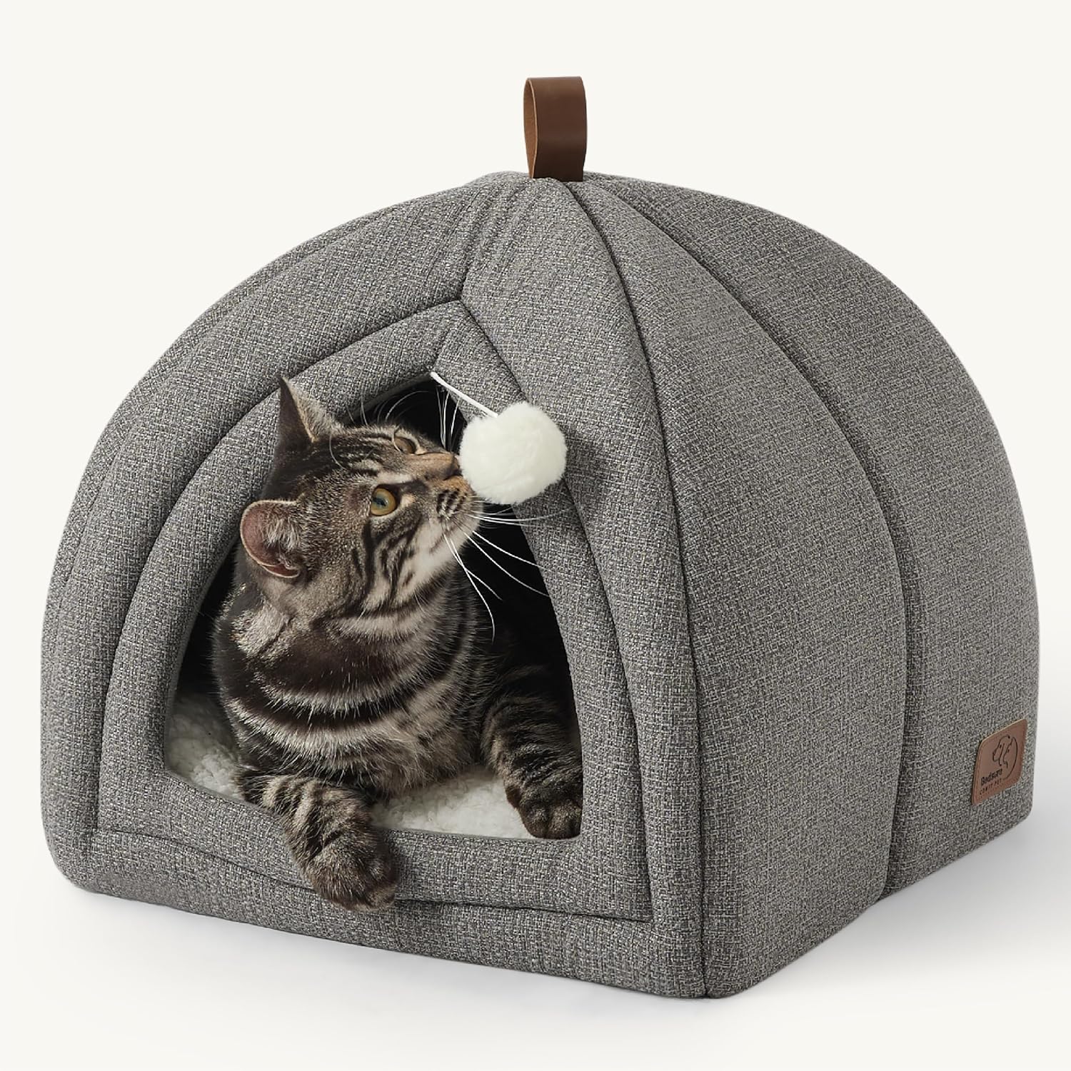 Bedsure Cat Beds for Indoor - 2 in 1 Cat Cave House Tent for Kittens and Small Pets with Removable Washable Cushioned Pillow, Foldable Kitten Hideaway with Non-Slip Bottom, Grey, 16 inches Bedsure Cat Beds for Indoor - 2 in 1 Cat Cave House Tent for Kittens and Small Pets with Removable Washable Cushioned Pillow, Foldable Kitten Hideaway with Non-Slip Bottom, Grey, 16 inches