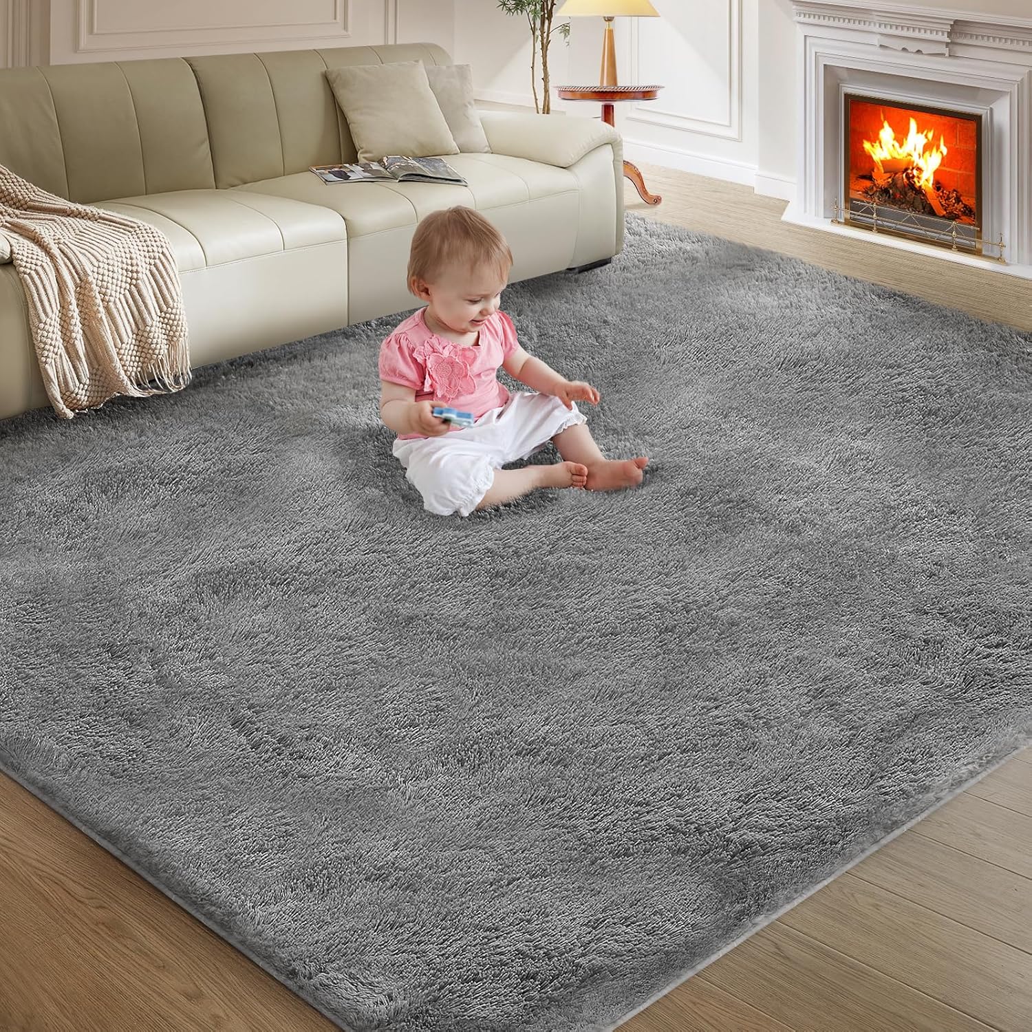 5X8 Ultra Soft Rug for Living Room, 5X8 Fluffy Shag Area Rug for Bedroom, Modern Shaggy Carpets Fuzzy Rug for Teens Dorm Nursery Home Decor Aesthetic, Upgrade Anti-Skid Durable, Grey 5X8 Ultra Soft Rug for Living Room, 5X8 Fluffy Shag Area Rug for Bedroom, Modern Shaggy Carpets Fuzzy Rug for Teens Dorm Nursery Home Decor Aesthetic, Upgrade Anti-Skid Durable, Grey